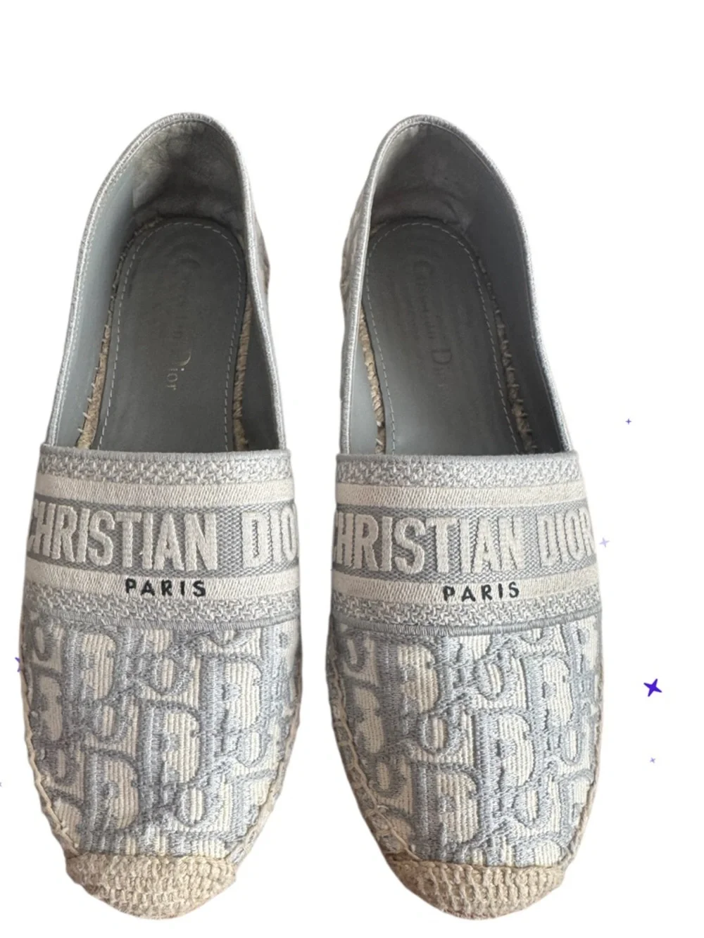 DIOR GRANVILLE ESPADRILLES Size 39 STONE GREY
